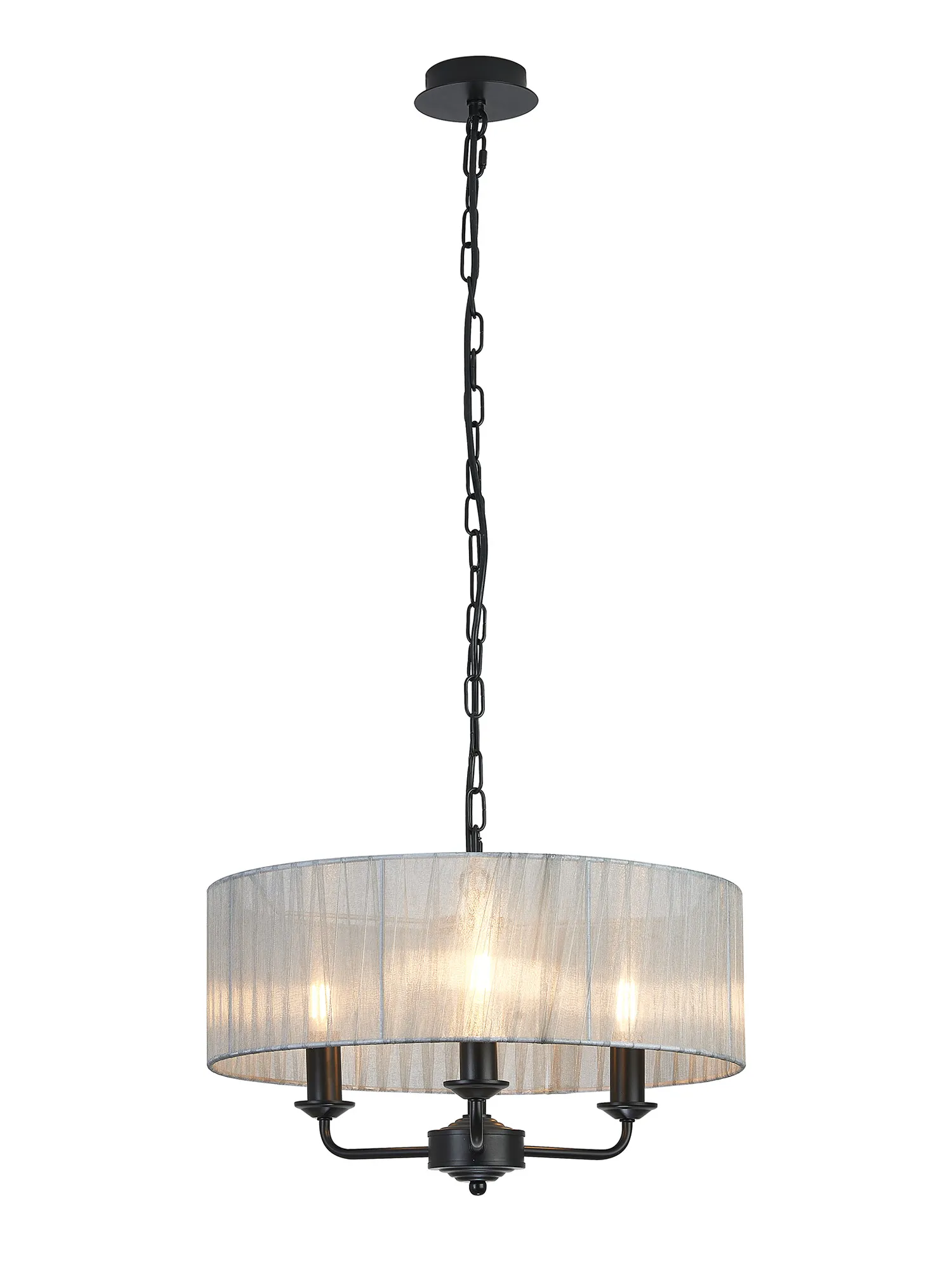 Banyan 45cm 3 Light Pendant Matt Black, Grey DK1031  Deco Banyan MB GR